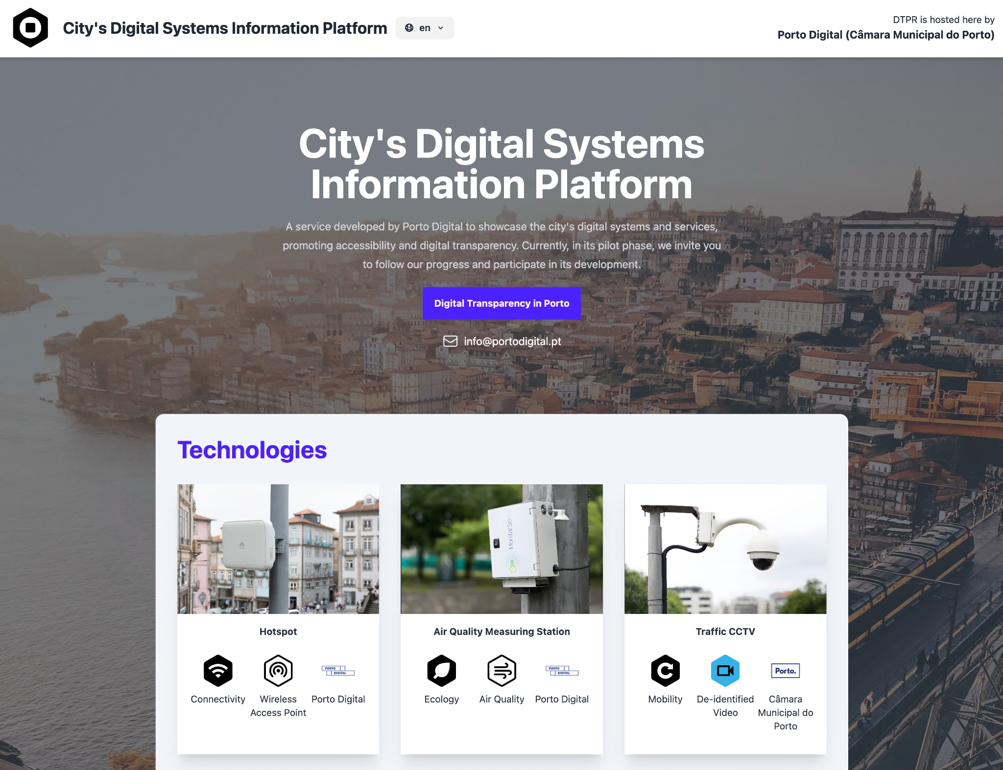 Clarable Transparency Portal showing sensor deployments and AI systems